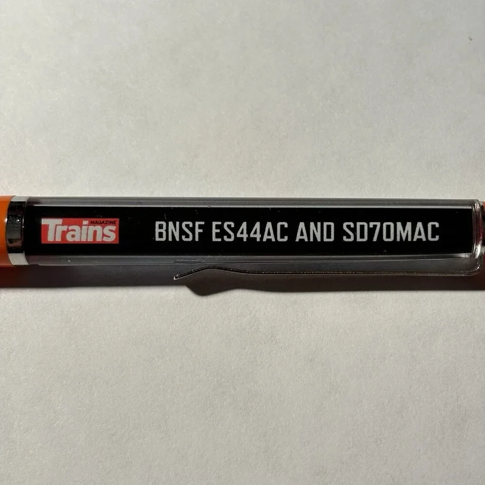 Trains Magazine Floaty Pen BNSF ES44AC SD70MAC Engine Moves Railroad Railway